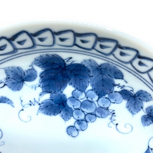 Japanese Vintage Set of 5 Grape Vine Pattern Coupe Plate 6.5" Fujimasa Mark - Picture 9 of 10
